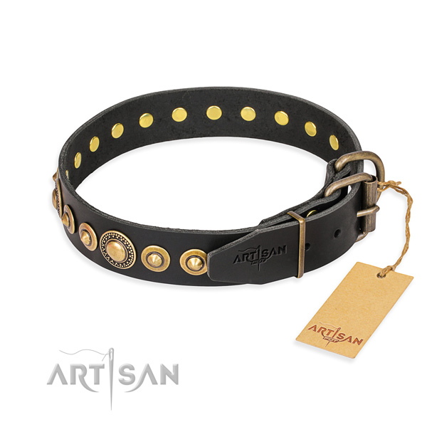 High quality full grain genuine leather collar crafted for your pet