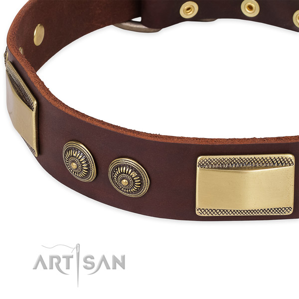 Exceptional natural genuine leather collar for your impressive pet