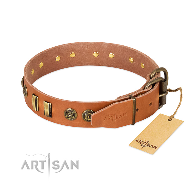 Rust-proof fittings on full grain leather dog collar for your canine