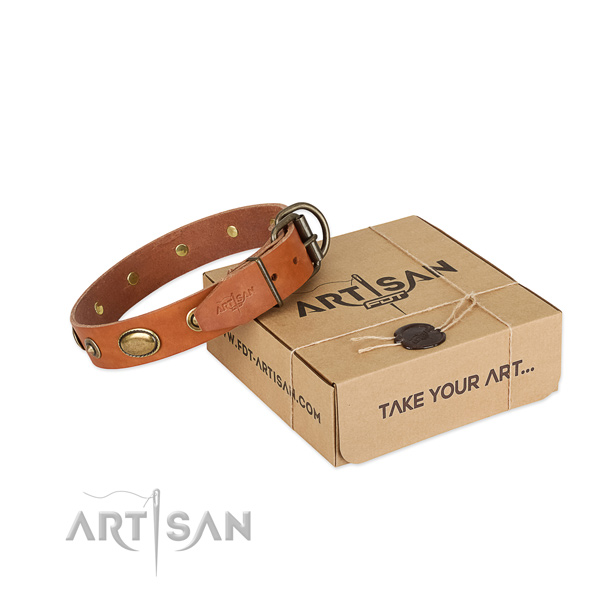 Rust-proof hardware on genuine leather dog collar for your dog