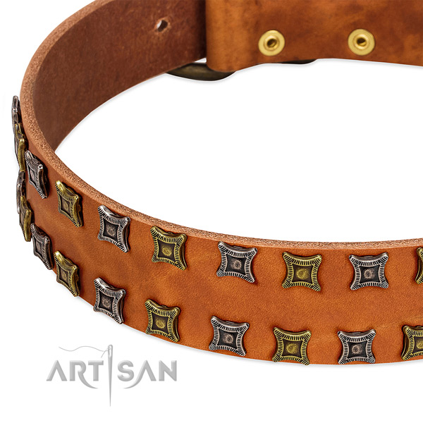 Strong full grain genuine leather dog collar for your beautiful dog